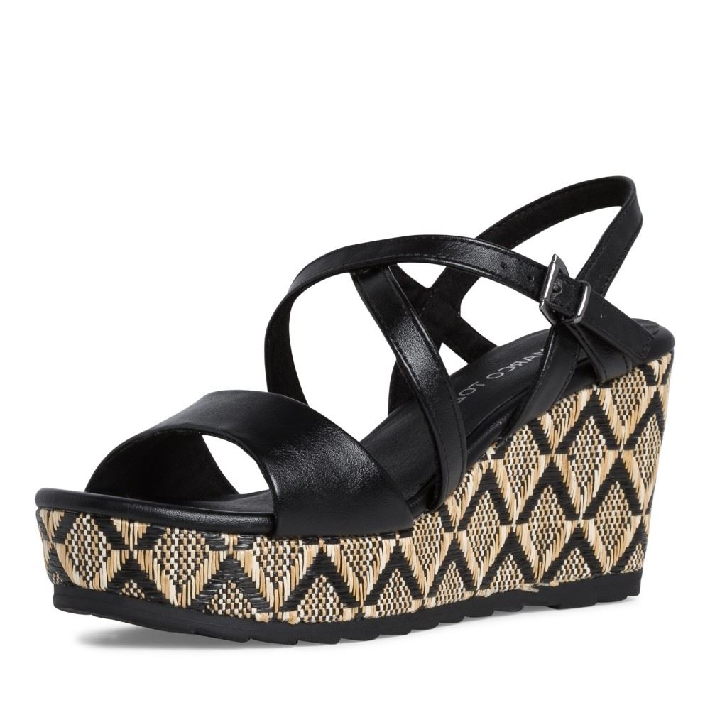 MARCO TOZZI Damen Sandalette Wedges Keilabsatz schwarz S12  2-2-28371-28 