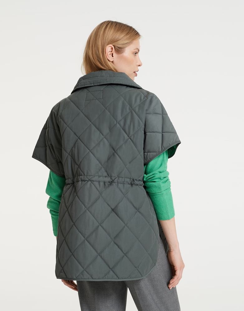 OPUS Steppweste Wirobe Cape überschnittene Schulter oversized grün S22 246669316145 