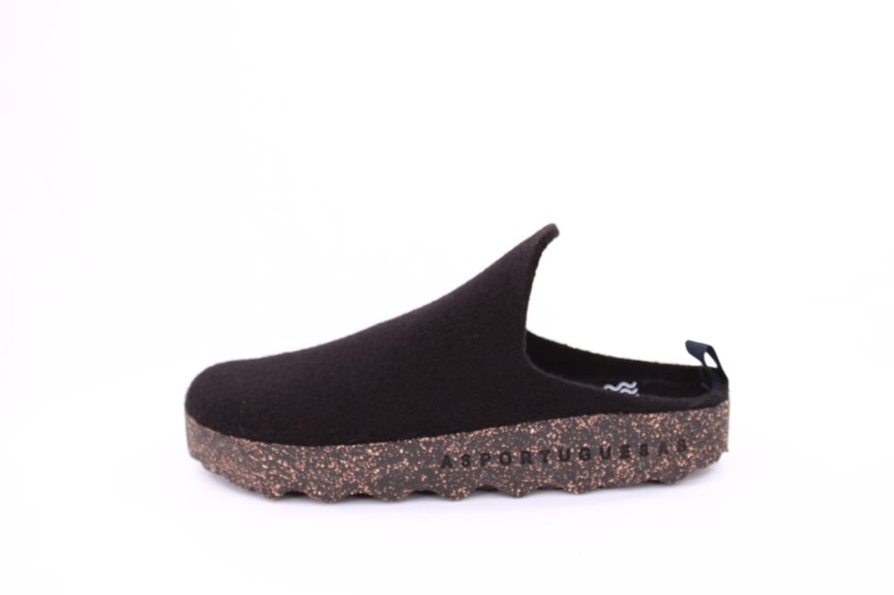 ASPORTUGUESAS Herren Pantolette Wolle Kork vegan schwarz S21 P018061000 