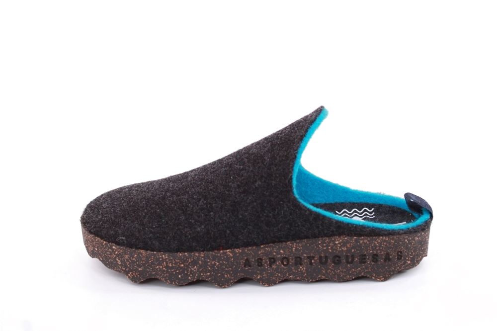 ASPORTUGUESAS Damen Pantolette Wolle Kork vegan Nachhaltig grau S22 P018023016 37 | anthrazit | 
