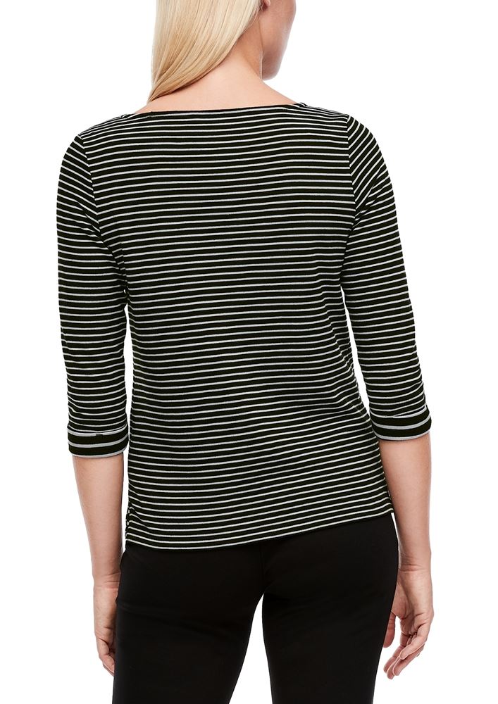 s.Oliver Jersey-Shirt 3/4 Arm gestreift schwarz S21 2043262 38 | 99G3 black stri | 