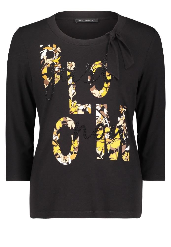 Betty Barclay Shirt 3/4 Arm Rundhals Schleife schwarz S21 20712601 36 | 9820 Black/Yell | 