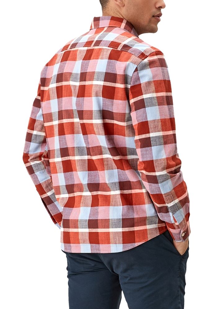 s.Oliver Herren Hemd Karomuster langarm rot S12 2111504 L | 23N6 light oran | 
