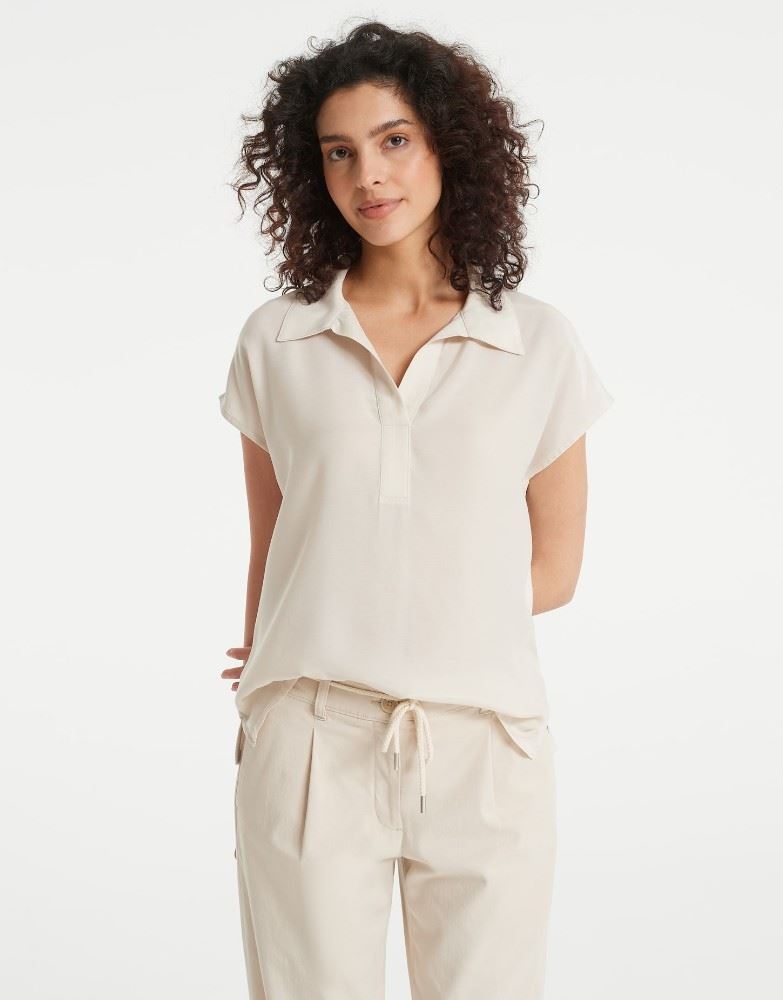 OPUS Shirt Sylvaino Blusenkragen beige grün S12  1003899206100 