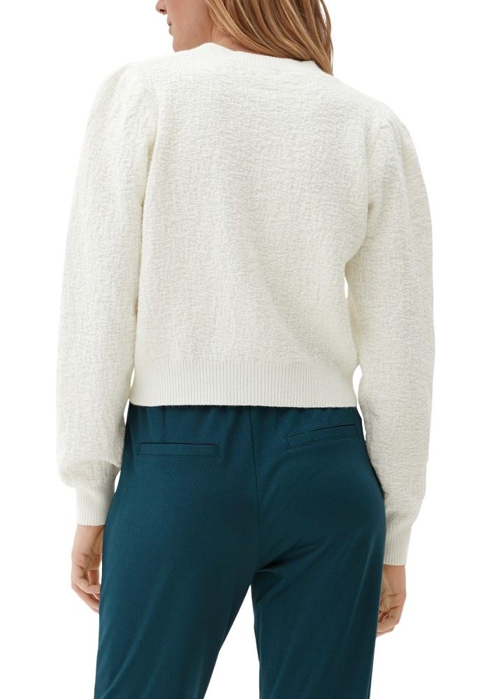 QS designed by Strickpullover mit Strukturmuster weiß S22  2124691 XL | 0200 WHITE | 