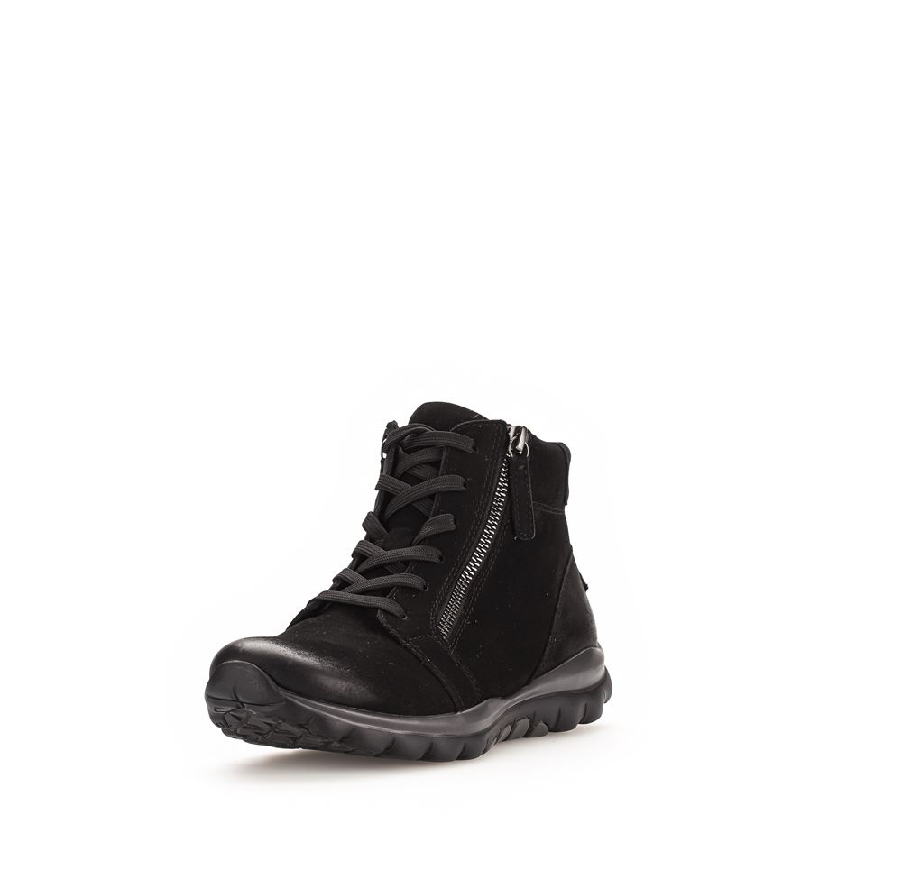 Gabor rollingsoft Schnürstiefelette Schnürboots Rauleder Wechselfußbett schwarz S23 36.868.47 