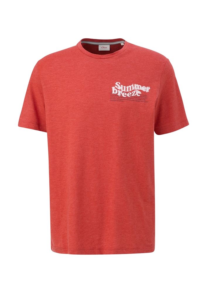 s.Oliver Herren Baumwollmix-Shirt mit Frontprint weiß, rot, blau S13  2131554 