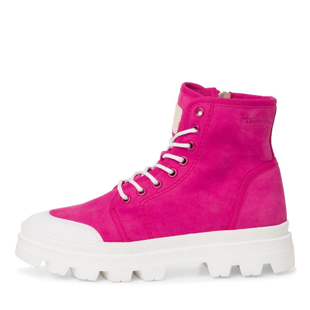 Tamaris Stiefelette Sommer- Boots TOUCHit- Fußbett derbe Sohle fuxia, white leather  S13  1-1-25406-20 
