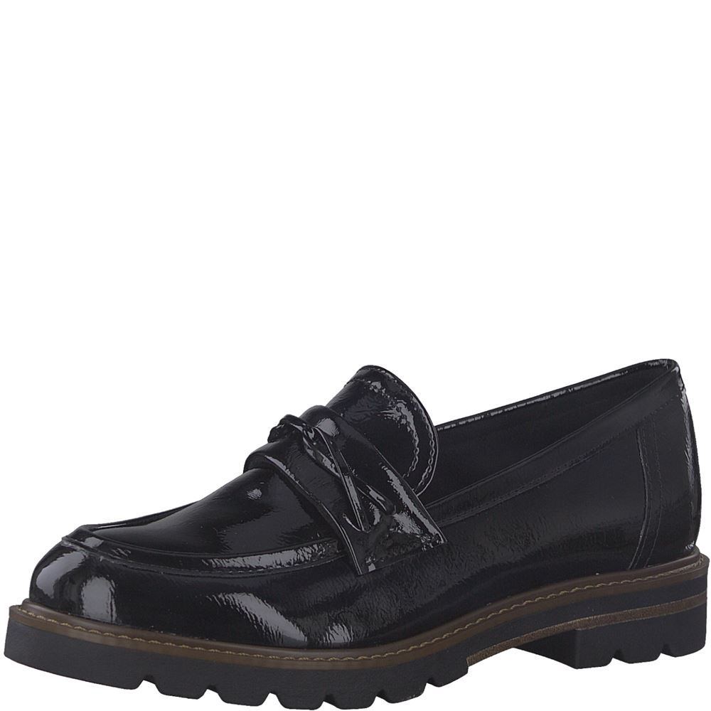 MARCO TOZZI Slipper Loafer Lackoptik schwarz S22 2-2-24704-29 
