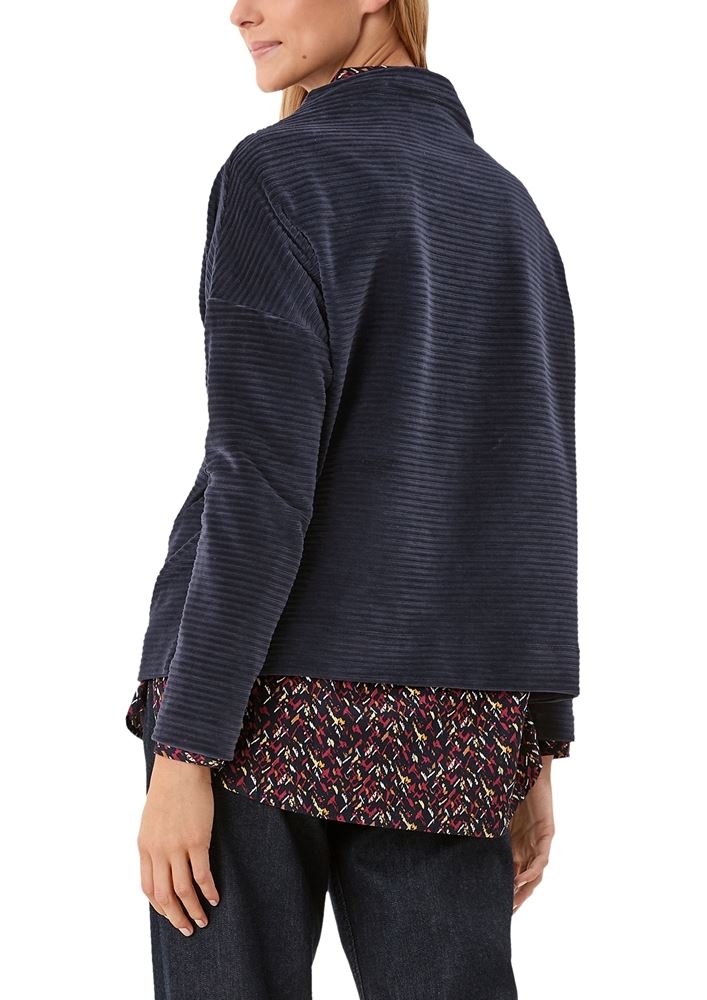 s.Oliver Langarmshirt mit Cord Struktur blau  S21 2106950 S | 5959 navy | 