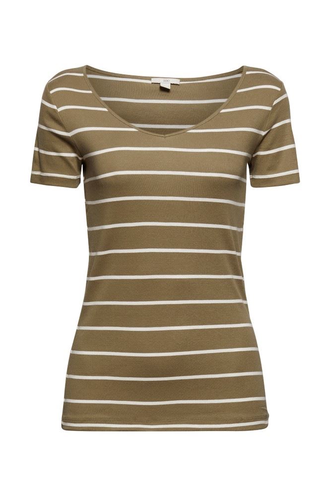 EDC Basic T- Shirt V- Neck gestreift 041CC1K306 