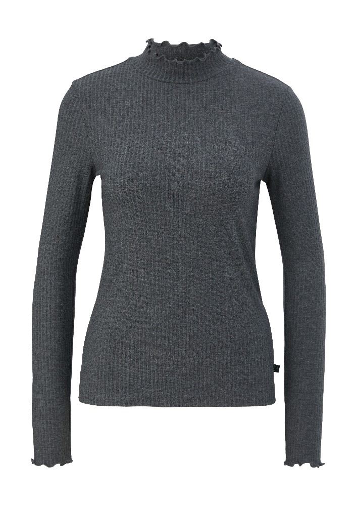 QS designed by Langarmshirt aus Viskosestretch weiß, blau, schwarz  S22  2120084 M | 02W0 WHITE | 