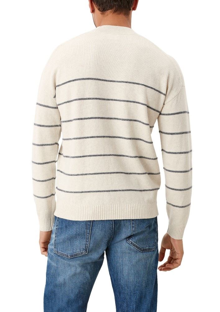 s.Oliver Strickpullover Wollmix gestreift beige S21 2108004 