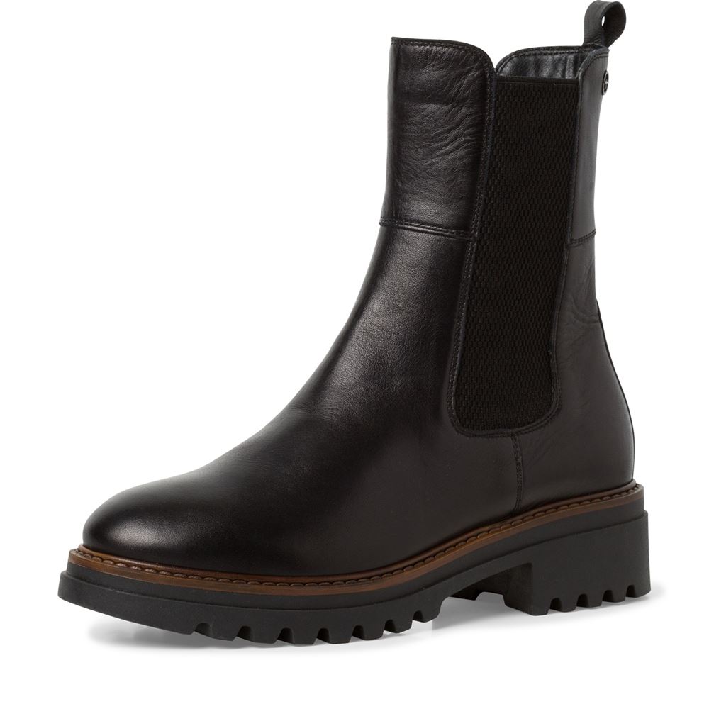 Tamaris Chelsea-Boots Leder TOUCHit-Fußbett schwarz S22 1-1-25433-29 36 | 001 BLACK | 