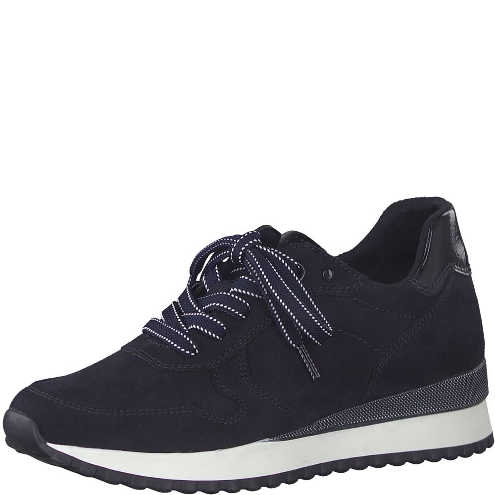 MARCO TOZZI Damen Sneaker Halbschuh Schnürsenkel Wechselfußbett  blau S22 2-2-23734-29 