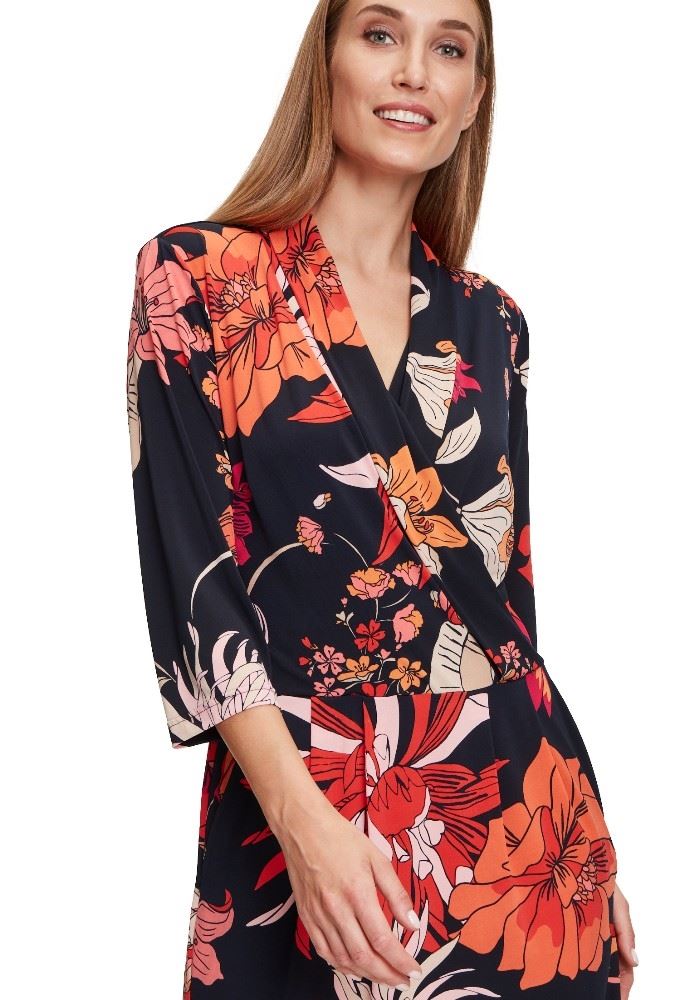 Betty Barclay Kleid Jersey 3/4 Arm floral blau rosa S12 11301029 