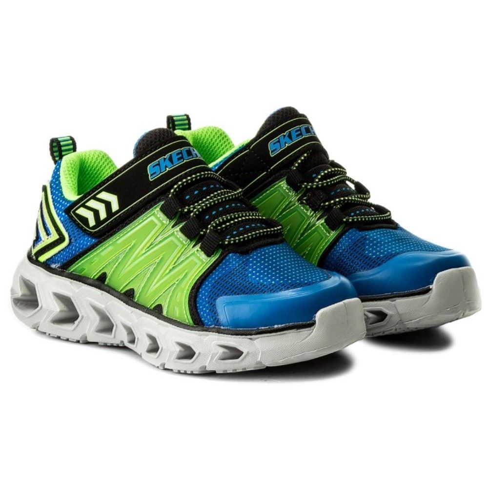 Skechers Jungen Laufschuhe Hypno Flash 2 0 Blau Klettverschluss Blinker Blau Grün  90585L 32 | BLLM | 