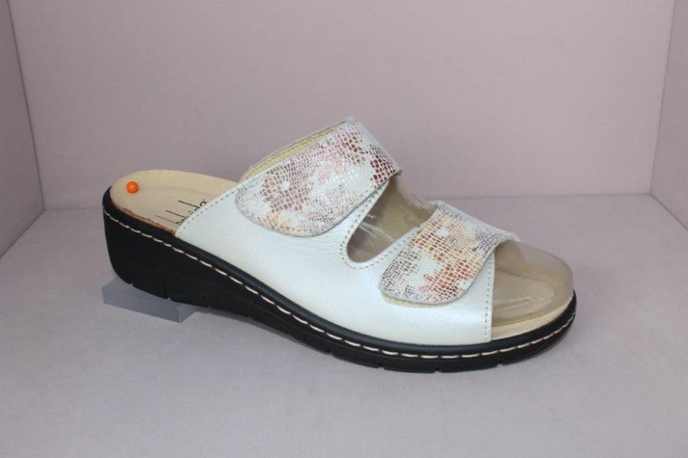 Portina Bequempantolette Wechselfußbett komplett Leder 42202 42 | navy/schwarz | 
