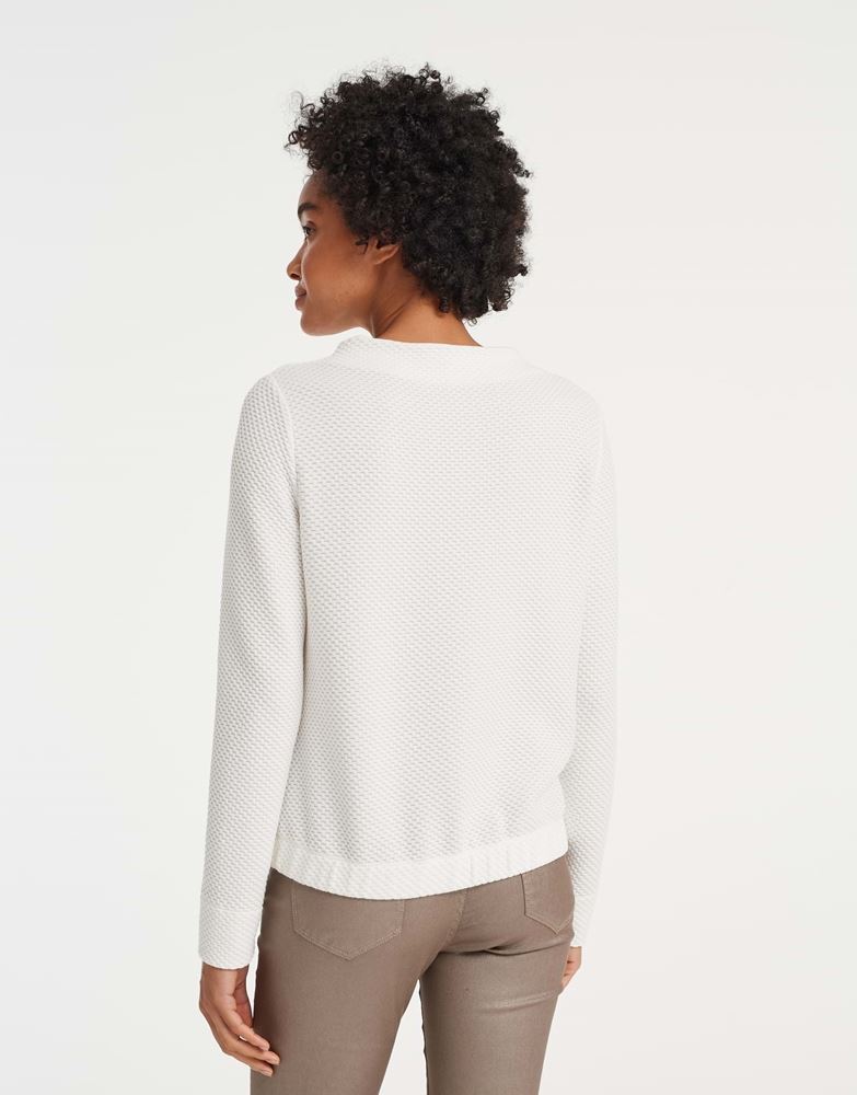 OPUS Sweatshirt Gasdina  Funnelneck Waffelstruktur Gummibund beige S22 1013049448100 