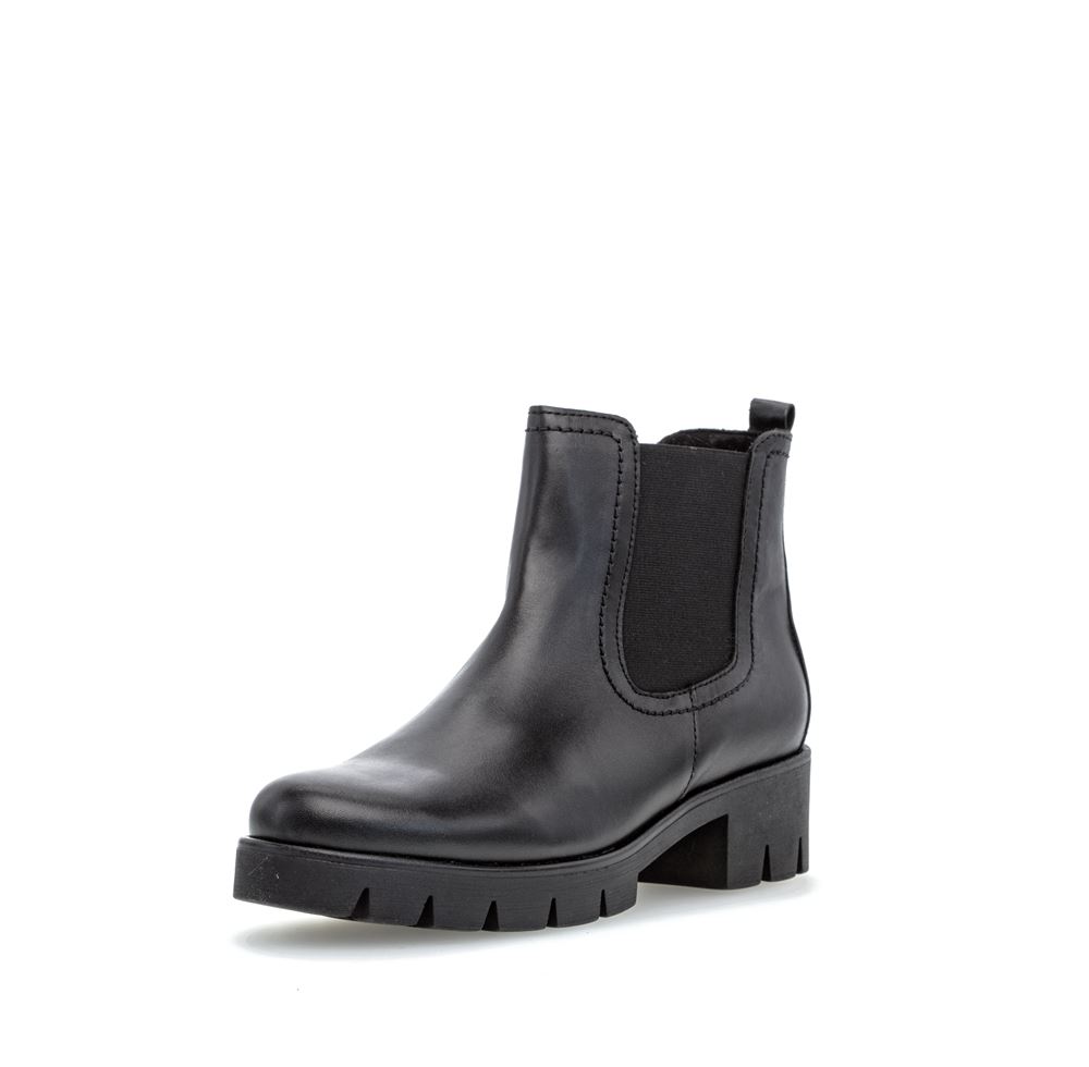 Gabor Chelsea Boot Leder Blockabsatz Wechselfußbett schwarz S22 91.710.27 