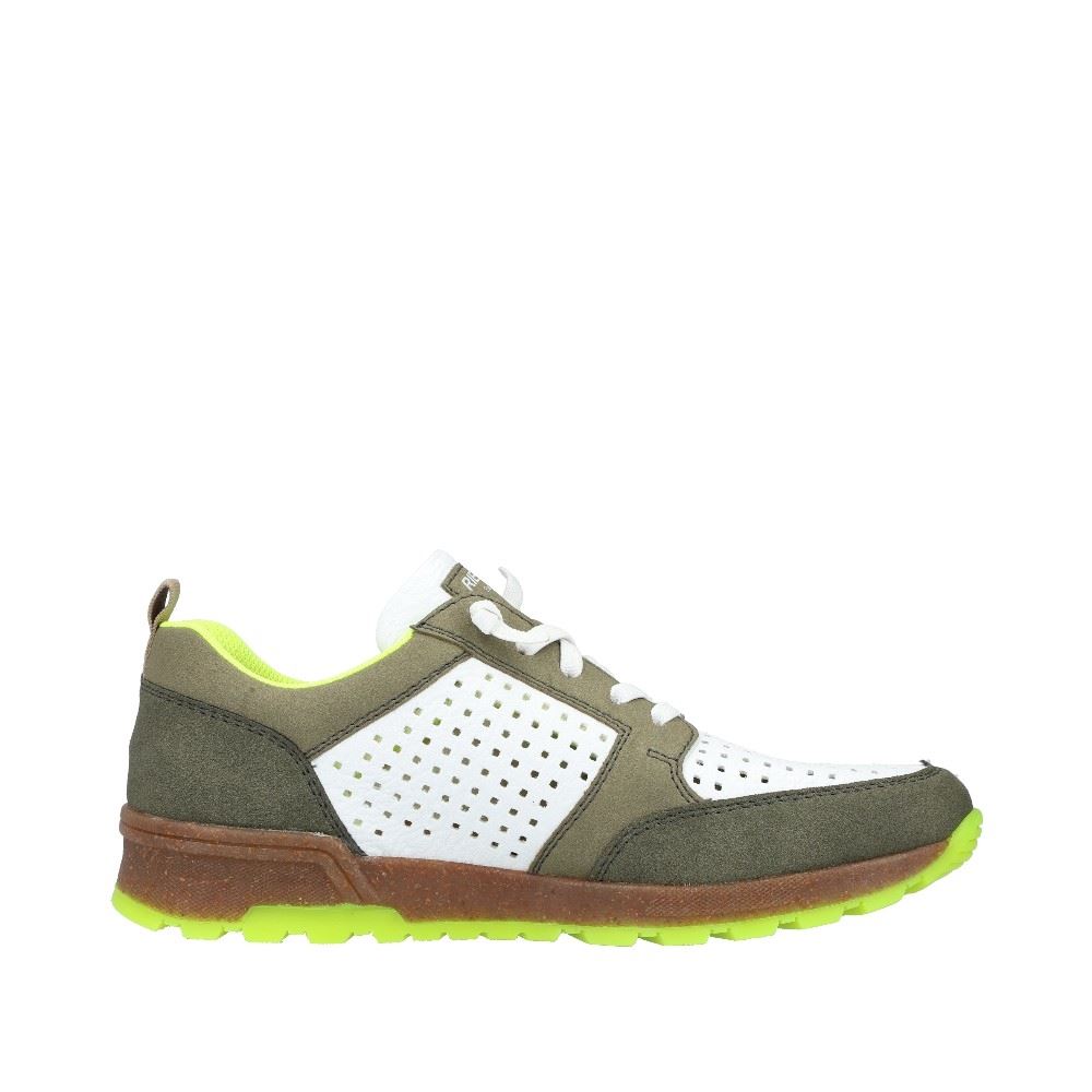 Rieker Antistress Herren Sneaker Slip on Lochmuster grün S21   15125-90 43 | olive/weiss/sag | G