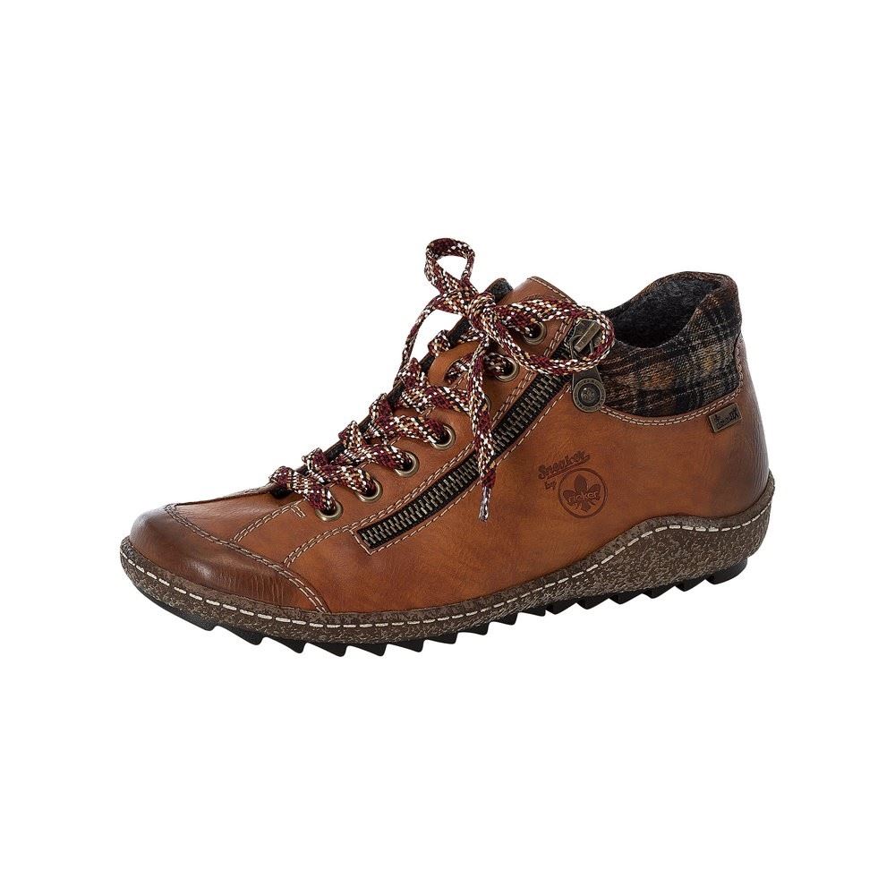 Rieker Schnürschuh Tex - Membran Reißverschluss braun L7516 