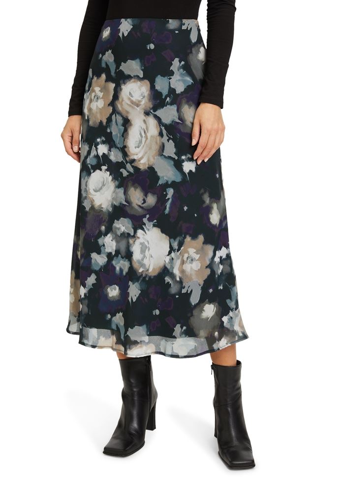 Betty Barclay Midirock florales Muster Chiffon schwarz S22 92671517 