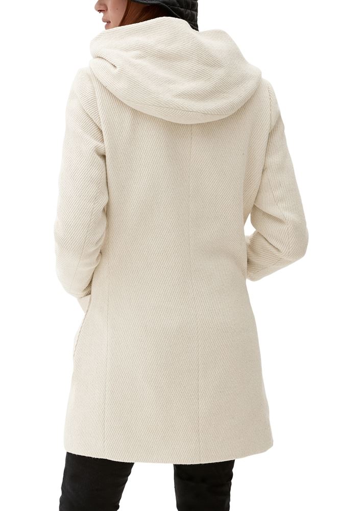 QS designed by Mantel Kapuze Webstruktur beige S22  2116148 XXL | 80W0 BROWN | 