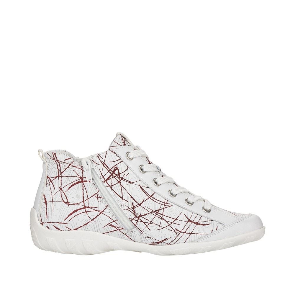 Remonte Damen Sneaker High Leder gemustert weiß S12  R3474-80 38 | weiss/silver-re | G