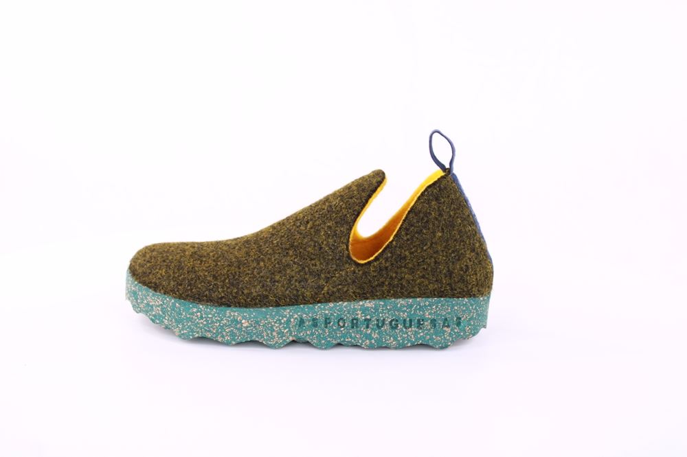 Asportuguesas Slipper CITY FOREST Naturwolle Kork-Sohle vegan grün S21 P018003017 37 | forest | 