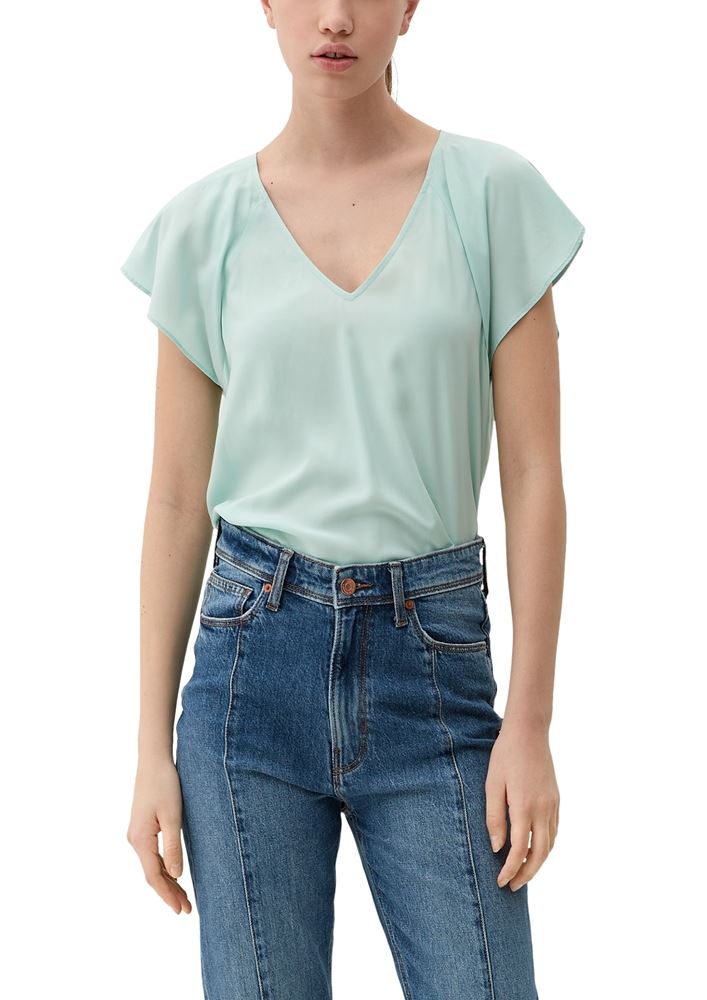 QS designed by Viskosebluse mit V-Ausschnitt S13 2132616 