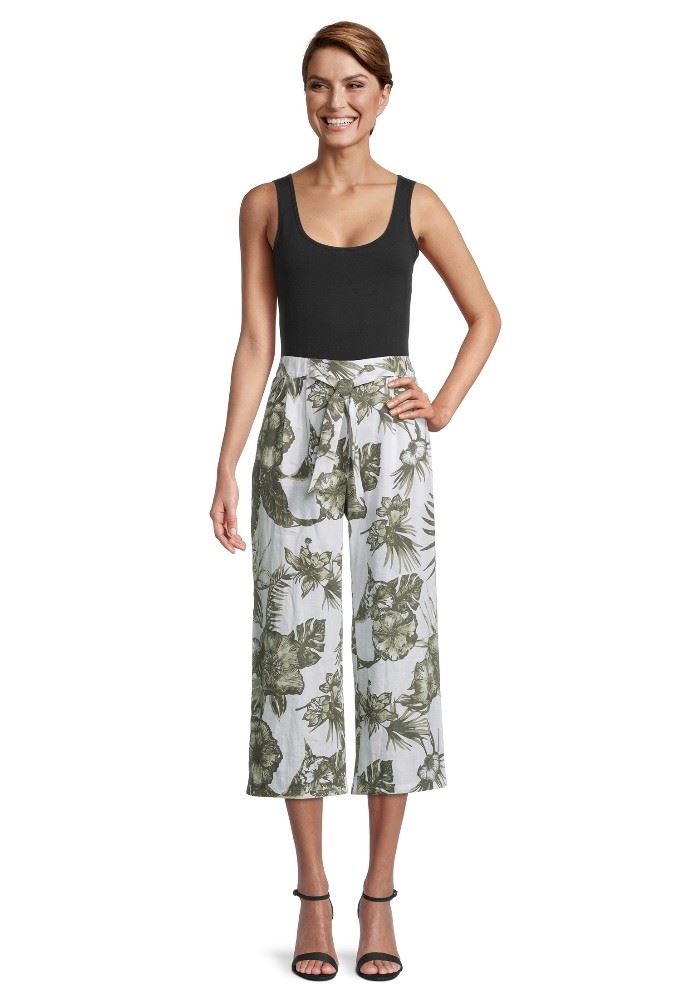 Betty Barclay Culotte Leinen gemustert  weiß 64242313 44 | 1850 White/Gree | 