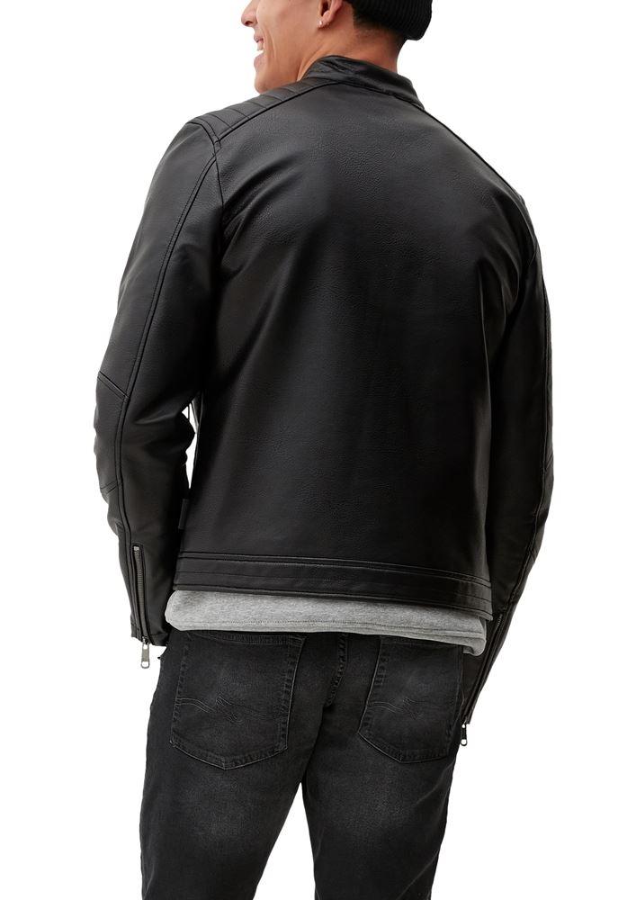 QS designed by Herren Jacke aus Lederimitat schwarz S13 2125501 