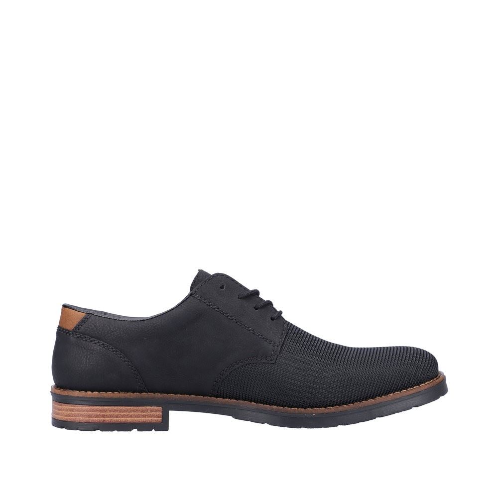 Rieker Antistress Herren Schnürschuh klassisch strukturiertes Obermaterial schwarz S22 14614-00 40 | schwarz/schwarz | G