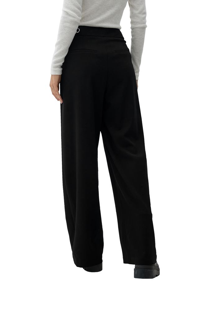 QS designed by Stoffhose Kettendetail weites Bein schwarz S22 2125265 