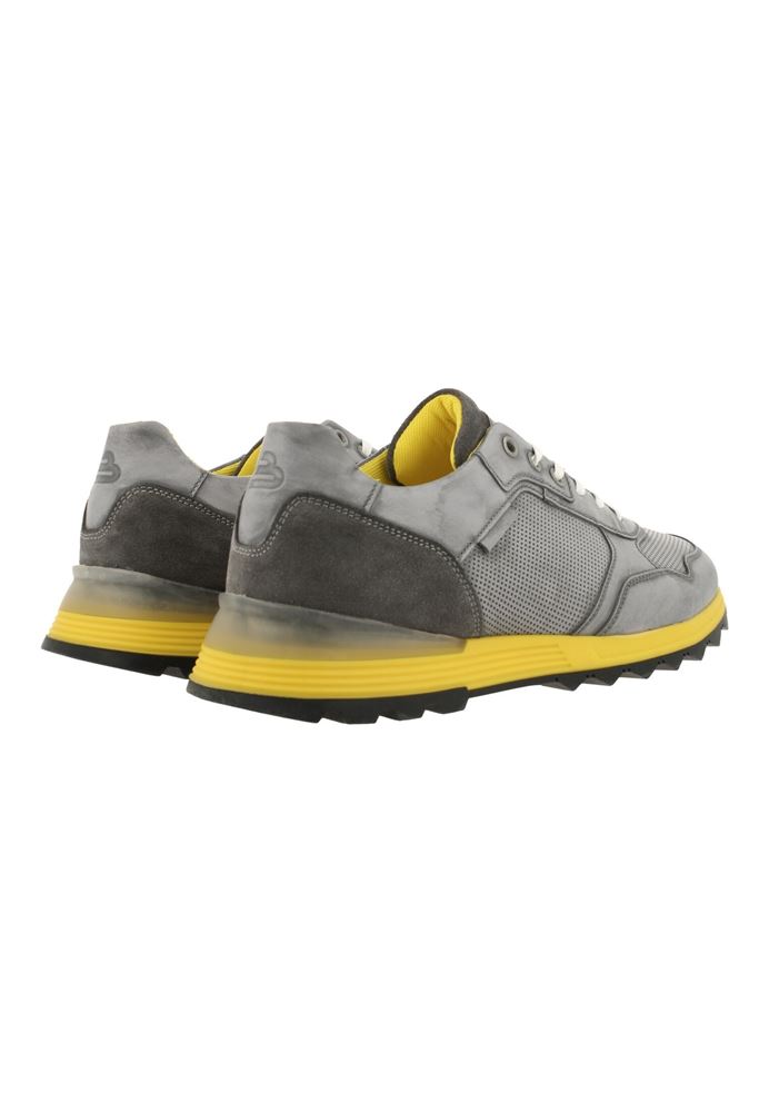 Bullboxer Herren Sneaker Leder farbige Sohle grau S13 373K20438A 