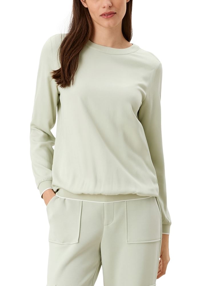 s.Oliver Bluse mit Rippbündchen grün blau S12  2117612 