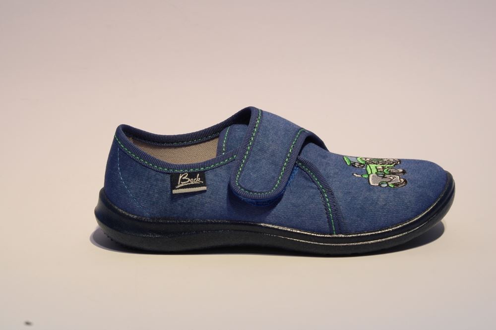 Beck Hausschuh Jungen Traktor blau 3005/34 