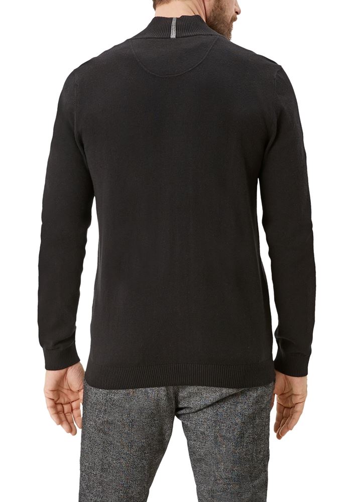 s.Oliver Herren Strickjacke Wollmix Reißverschluss schwarz S12  2106562 L | 9999 black | 