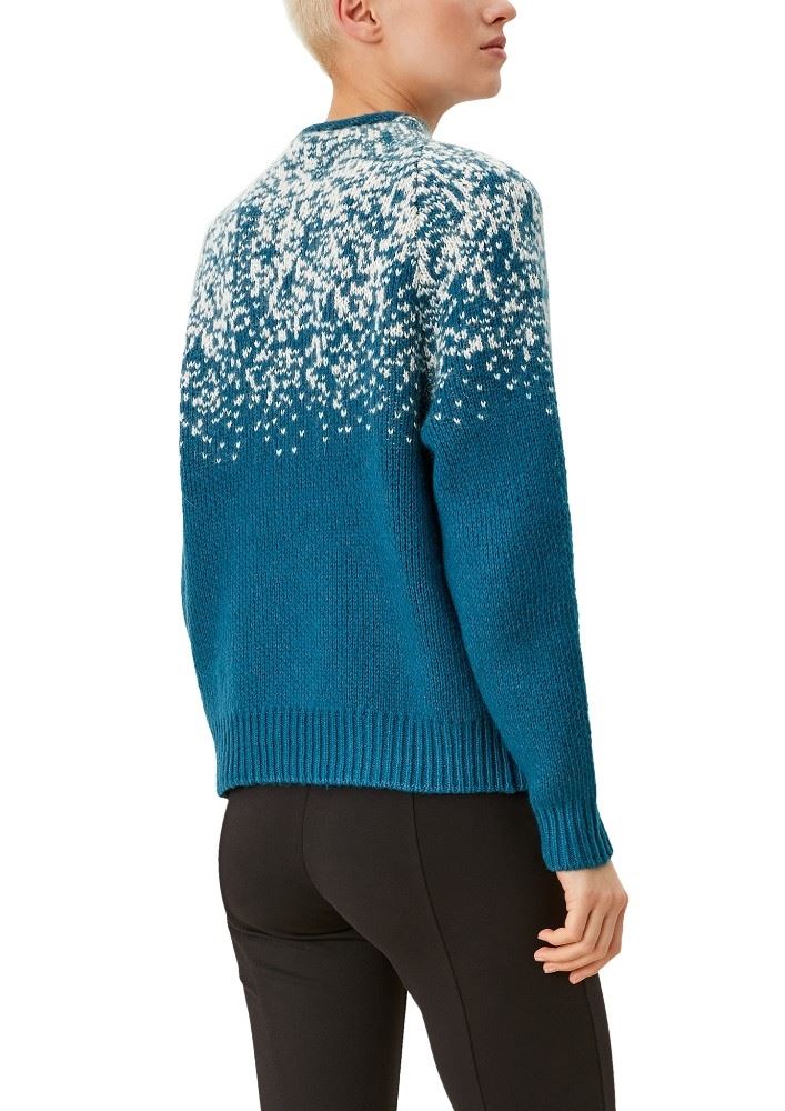 s.Oliver Strickpullover mit Glitzerdetail blau S21 2108472 40 | 69X1 Petrol Blu | 