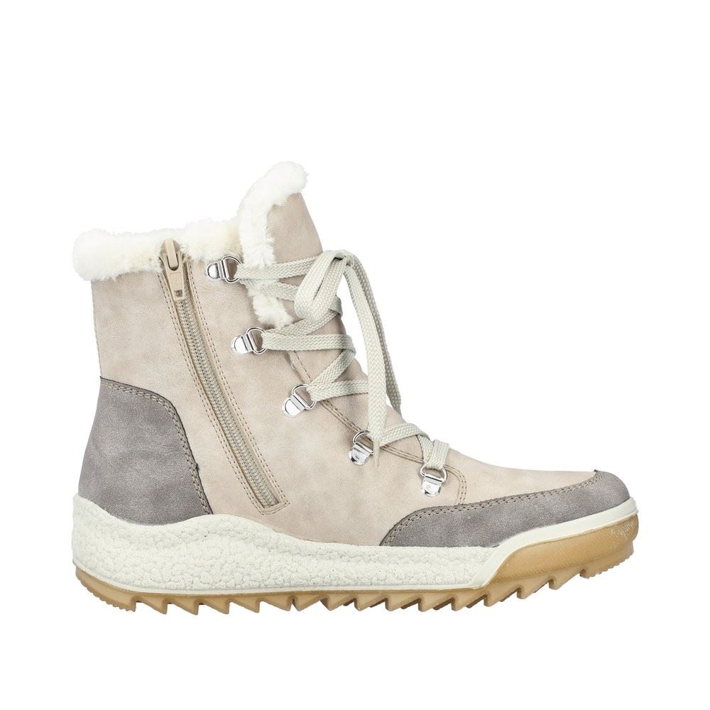 Rieker Antistress Damen Schnürboots Winterboots TEX- Membran Warmfutter derbe Sohle beige S22  Y4744-61 37 | grey/champignon | G