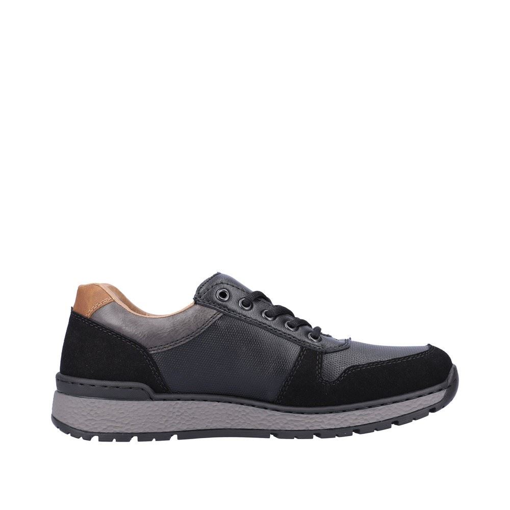 Rieker Antistress Herren Schnürhalbschuh Sneaker Wechselfußbett schwarz S22 B9050-00 44 | schwarz/schwarz | H