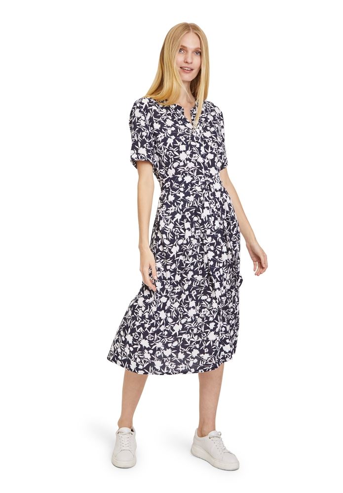 Betty Barclay Hemdblusenkleid Midi- Länge Knopfleiste florales Muster blau S13 13821958 