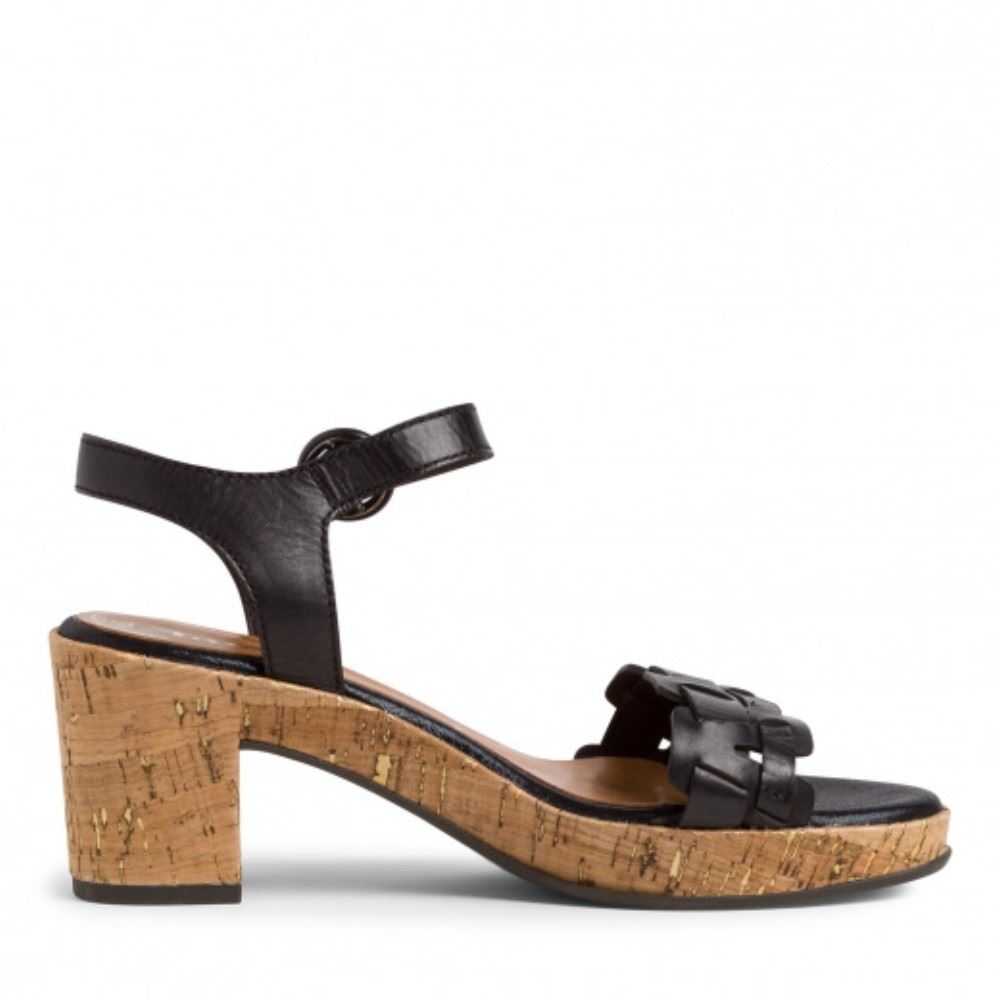 Tamaris Sandalette Leder Keilabsatz schwarz 1-1-28004-24 