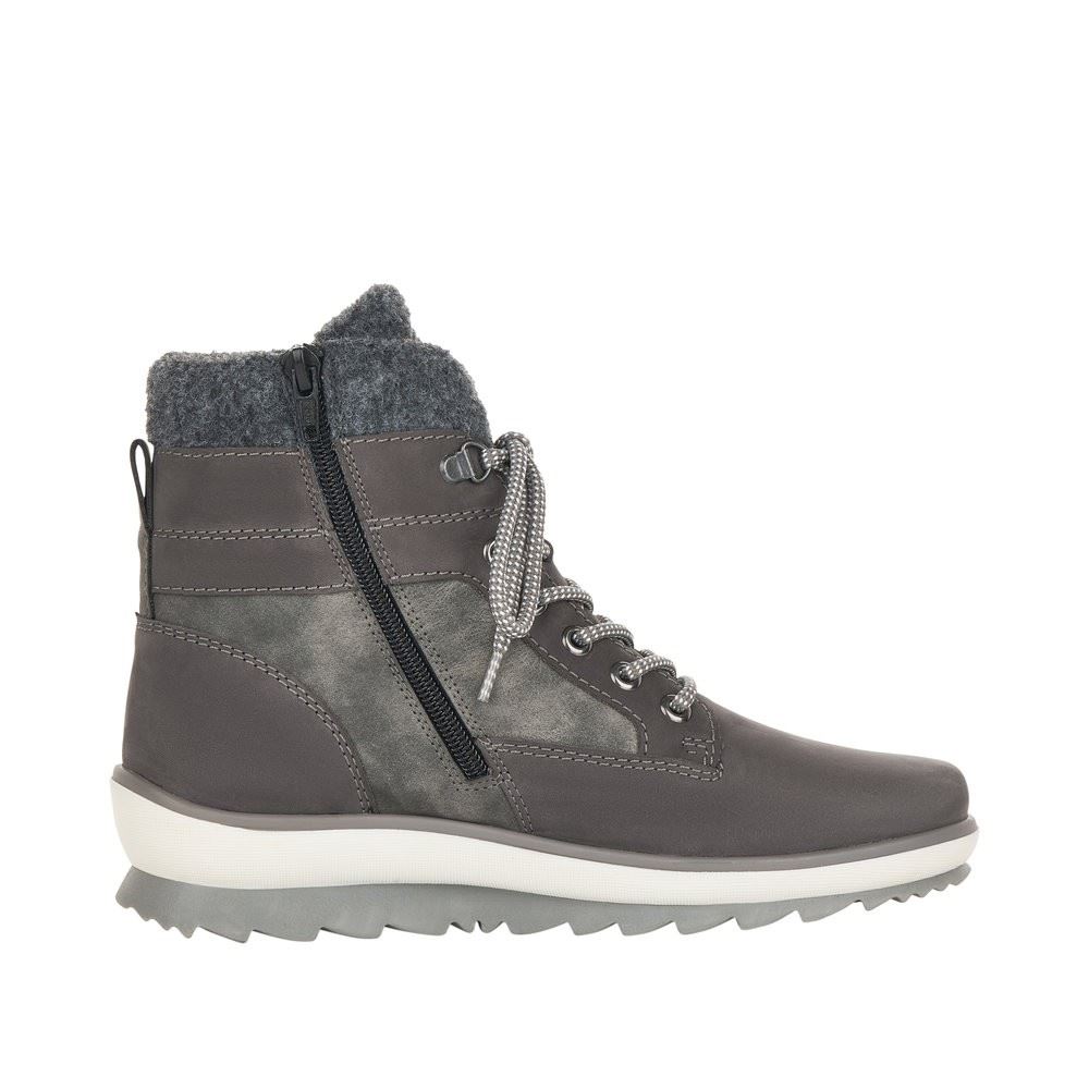 Remonte Damen Schnürstiefelette Schnürboots Rauleder TEX- Membran Warmfutter Schurwolle Wechselfußbett grau S22 R8477-45 37 | granit/smoke/gr | G