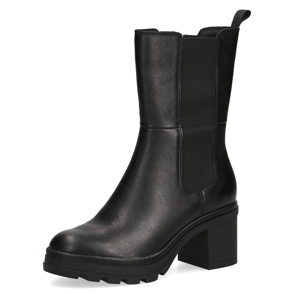 Caprice Stiefelette Leder Blockabsatz Wechselfußbett schwarz S22 9-9-25420-29 40 | 022 BLACK NAPPA | 