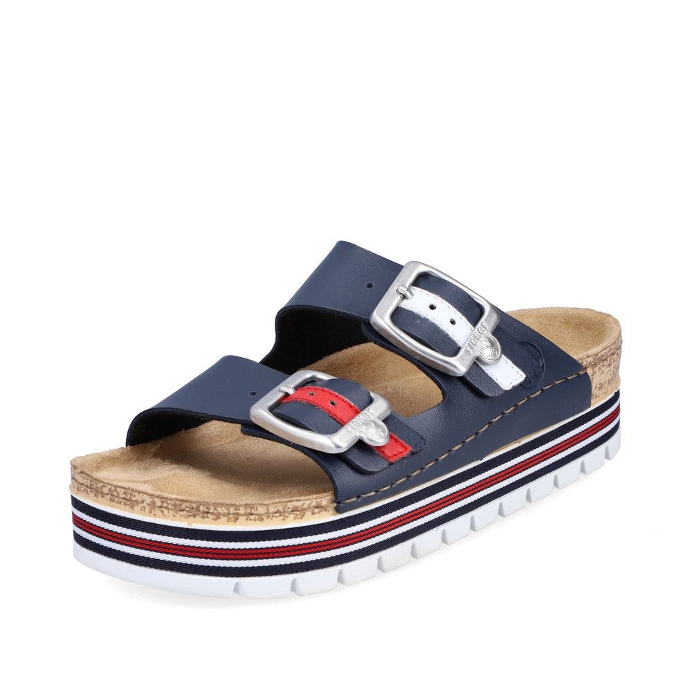 Rieker Damen Pantoletten marineblau Plateausohle S13  69550-14 
