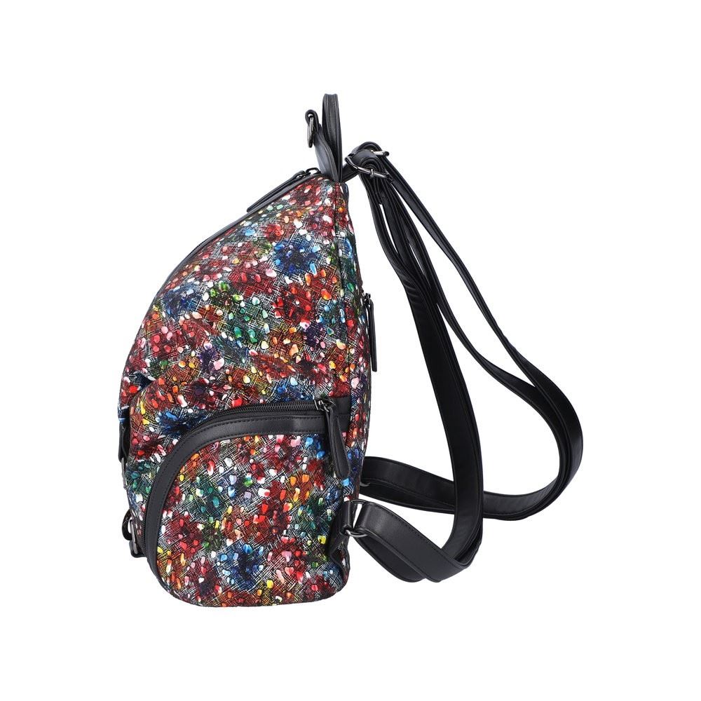 Rieker Rucksack bunte Tupfen Karabiner schwarz S22 H1055-94 