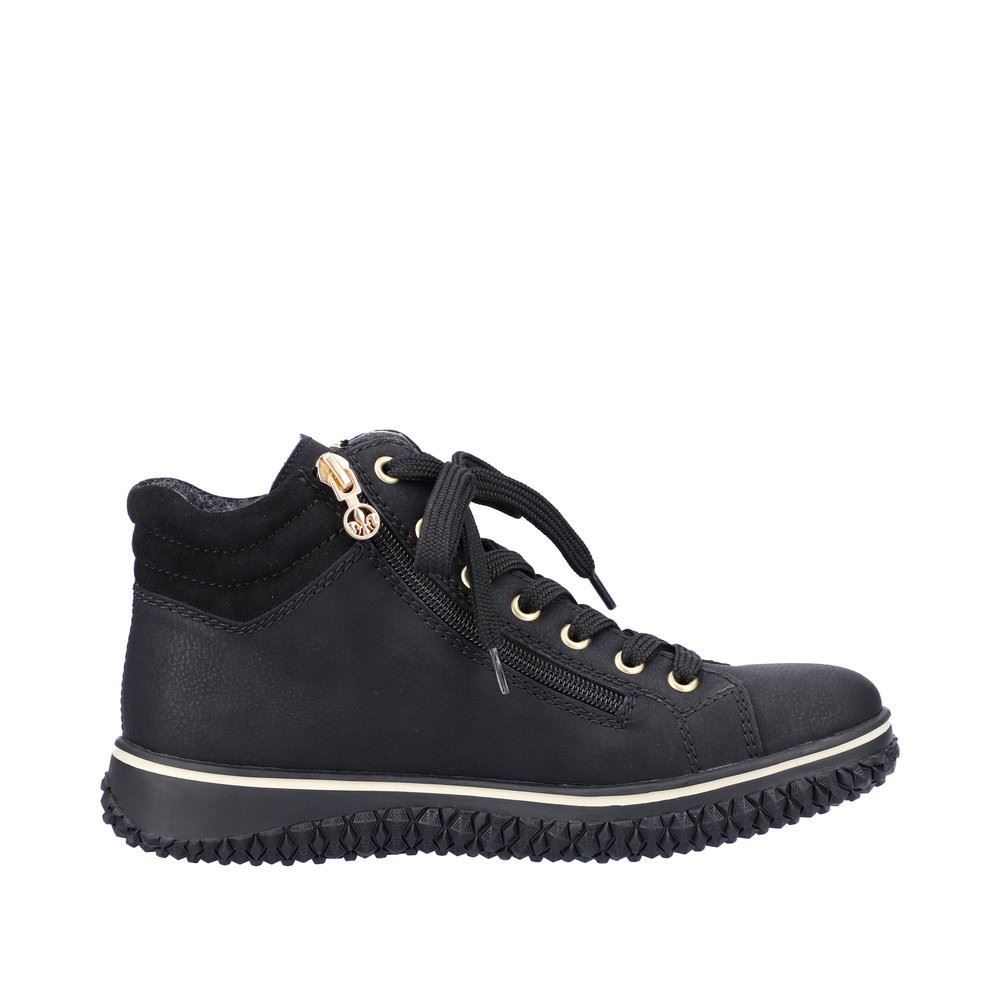 Rieker Antistress Damen Schnürschuhe Reißverschluss Tex-Membran schwarz S22 Z4263-00 38 | schwarz/schwarz | F