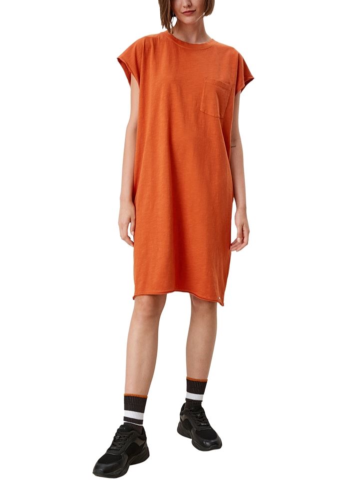 QS designed by Jerseykleid oversized Brusttasche orange, schwarz S12 2112905 XS | 9999 black | 